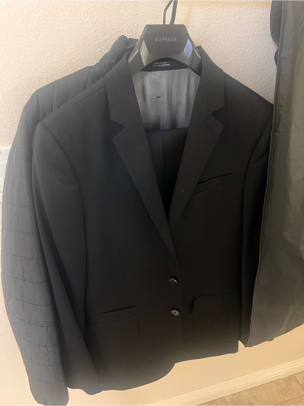 Express Black Two-Button Notch Lapel Suit Jacket